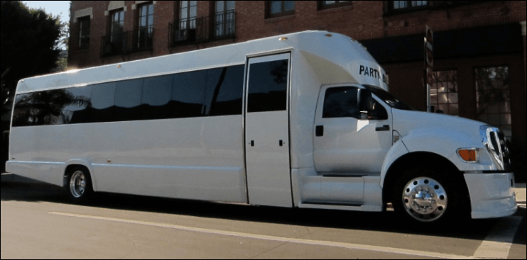 30 Passenger Party Bus Limo White