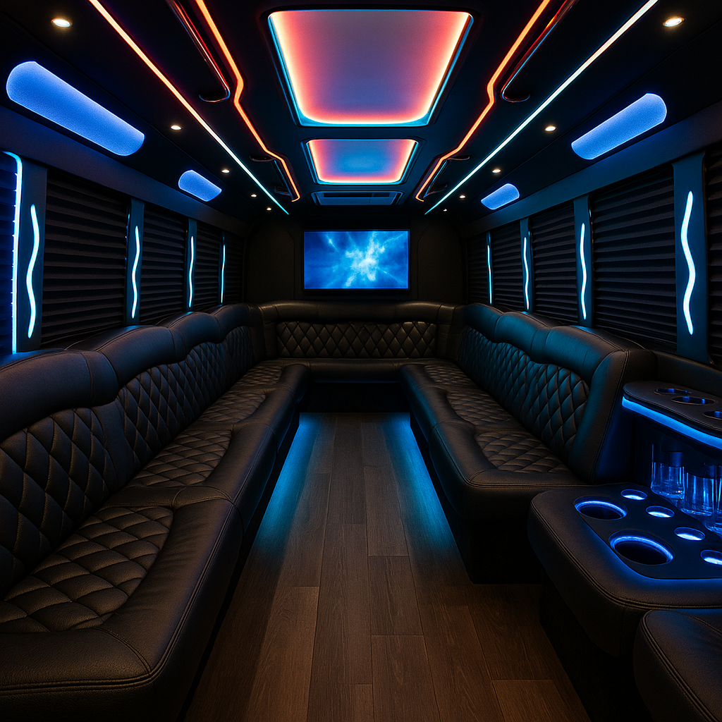 20 Passenger Party Bus Interior View